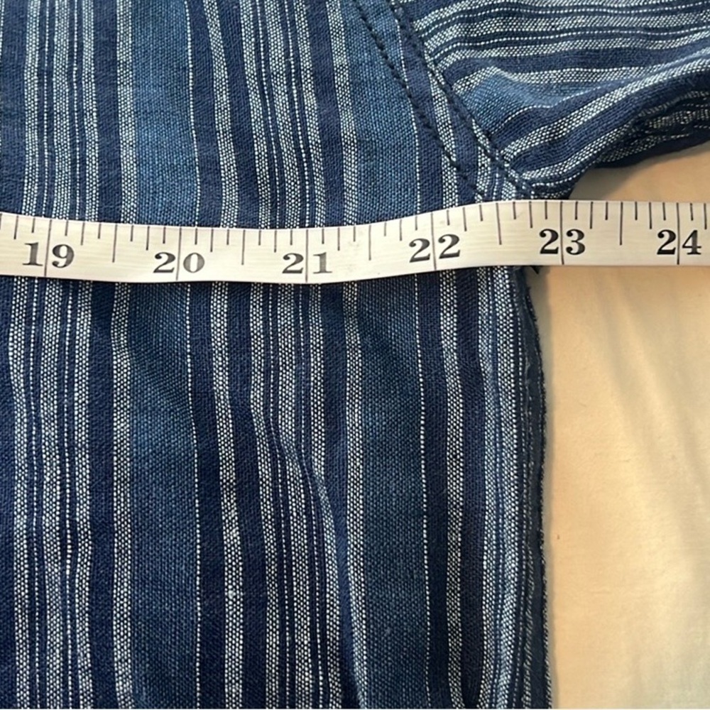 Tory Burch, Navy White Striped Cotton Kaftan Dress Resort Tunic Boho EUC Size L - Picture 10 of 11